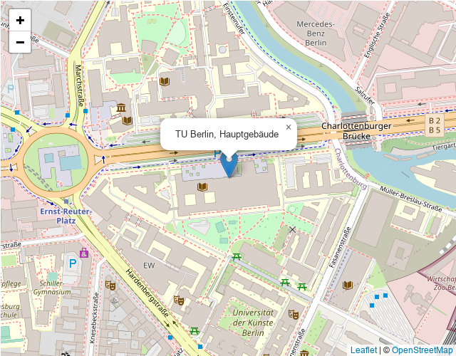 Map of the TU Berlin Hauptgebäude and surrounding area